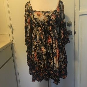 Free People Floral Bell Sleeve Dress